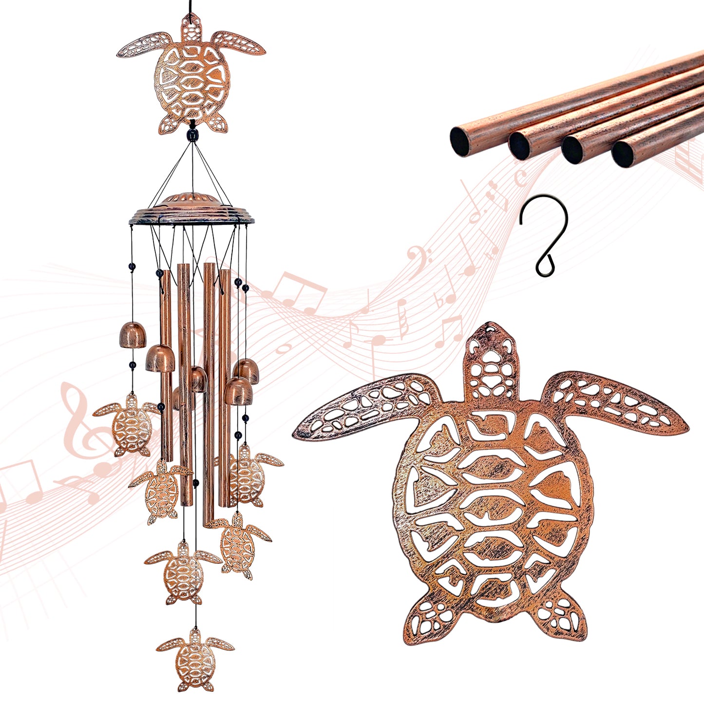 Turtle Wind Chimes Outdoor Sea Turtle Gifts for Women/Men/Mom/Grandma/Wife Birthday Gifts Memorial Gift Metal WindChimes for Outside/Indoors, Home, Lawn, Porch, Patio, Garden Decor, Yard Decorations
