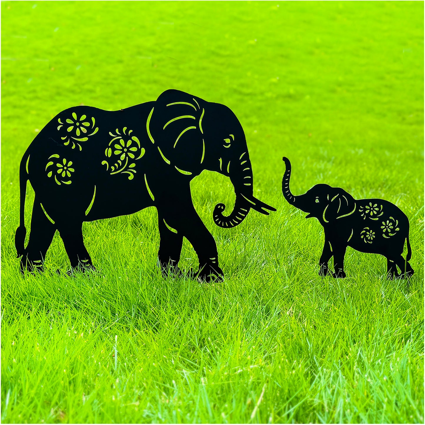 Elephant Metal Decorative Garden Stakes Elephant Gifts for Women/Men Elephant Lovers Gifts Silhouette Statues for Yard Art, Outside, Patio, Outdoor Decor, Garden Decorations, Lawn Ornaments