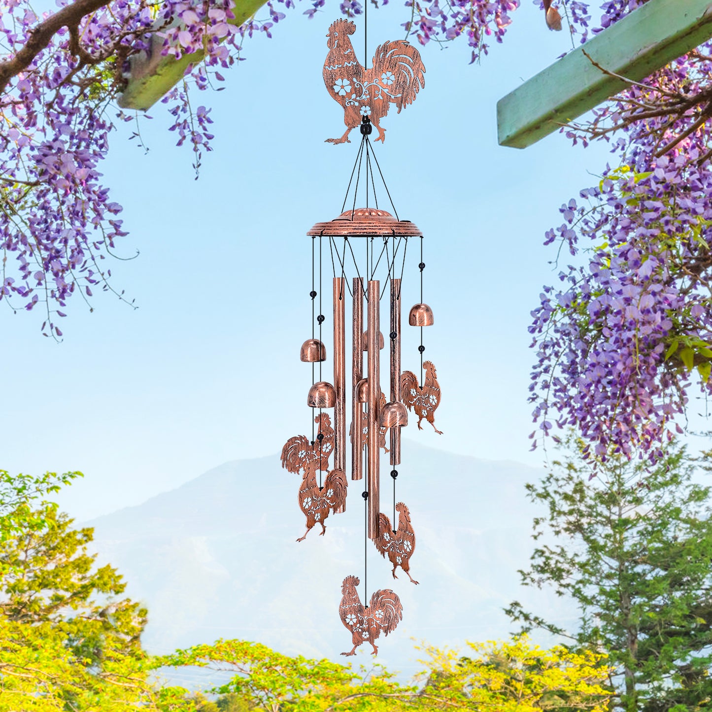 Chicken Wind Chimes Outdoor Chicken Gifts for Women/Men/Mom/Grandma Rooster Birthday Gifts Memorial Gift Metal WindChimes for Outside/Indoors, Home, Lawn, Porch, Patio, Garden Decor, Yard Decorations
