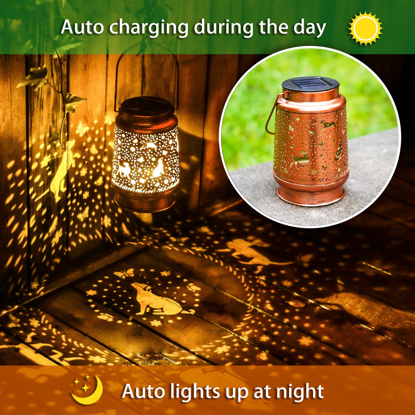 Dog Solar Lanterns Outdoor Waterproof Hanging Solar Lights Dog Gifts for Women Men Metal Decorative LED Lanterns for Yard, Patio, Lawn, Tabletop, Pathway, Landscape, Garden Decor, Dog Lovers Gifts