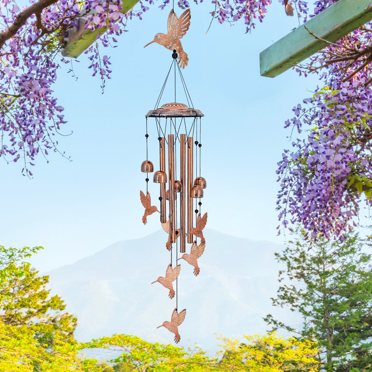 Hummingbird Wind Chimes Outdoor Hummingbird Gifts for Women/Men/Mom/Grandma Birthday Gifts Memorial Gift Metal Bird WindChimes for Outside/Indoors, Home, Porch, Patio, Garden Decor, Yard Decorations