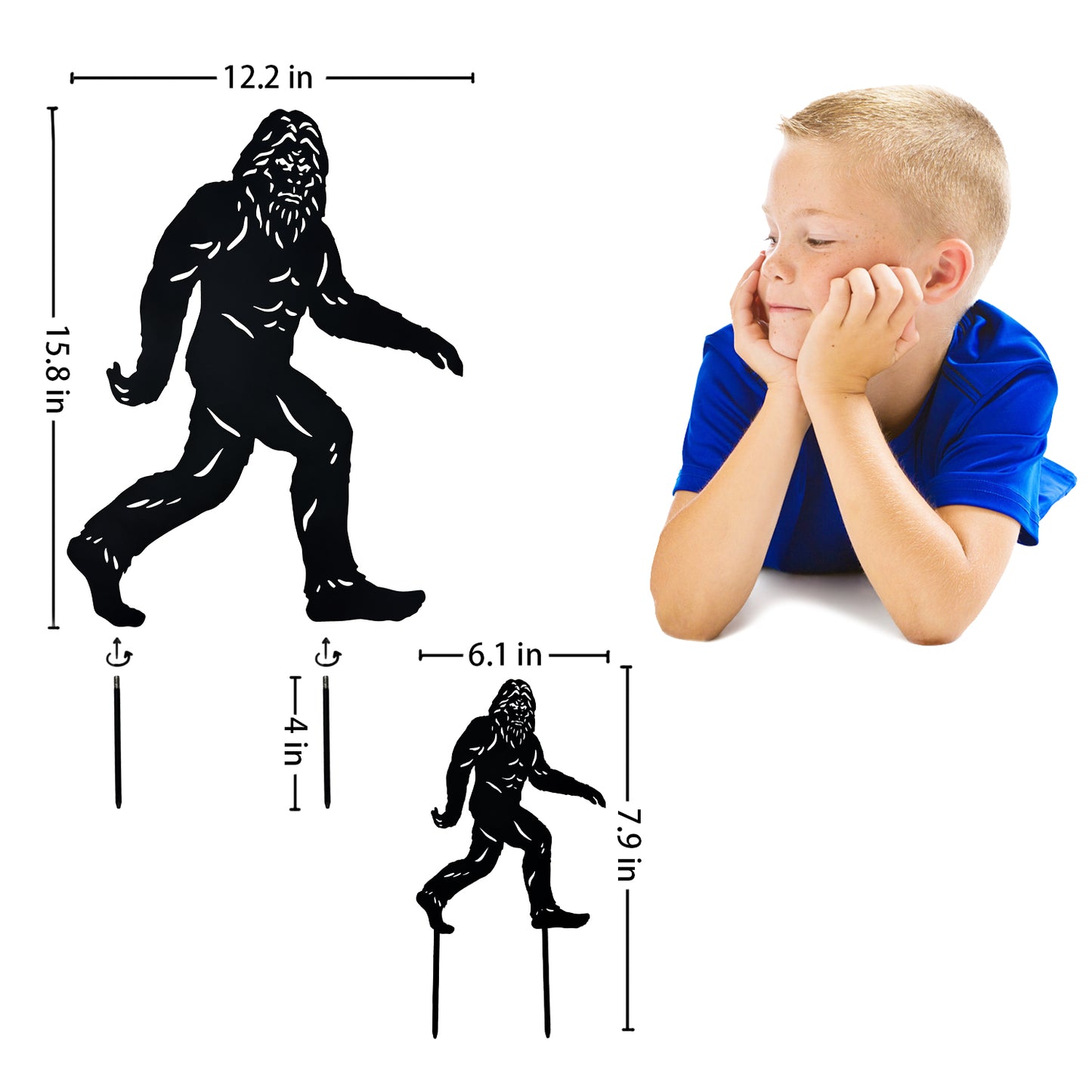 15.8 inch Bigfoot Metal Outdoor Decor Big Foot Sasquatch Gifts for Men/Women Bigfoot Silhouette Statues for Yard Art, Patio, Lawn, Forests, Garden Decor, Yard Display, Garden Decorations