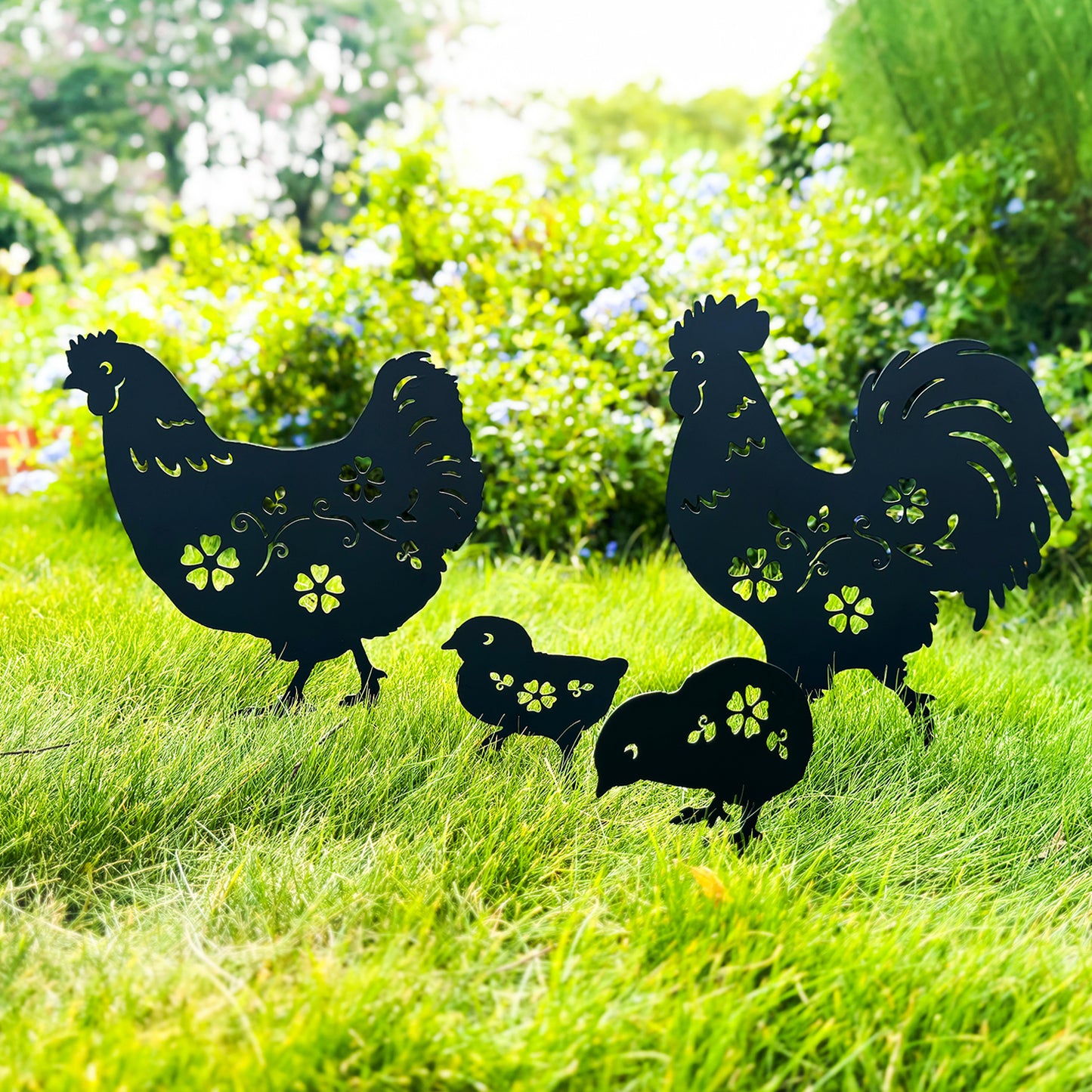 Chicken Metal Decorative Garden Stakes Chicken Gifts for Women/Men Chicken Lovers Gifts Silhouette Statues for Yard Art, Outside, Patio, Outdoor Decor, Garden Decorations, Lawn Ornaments