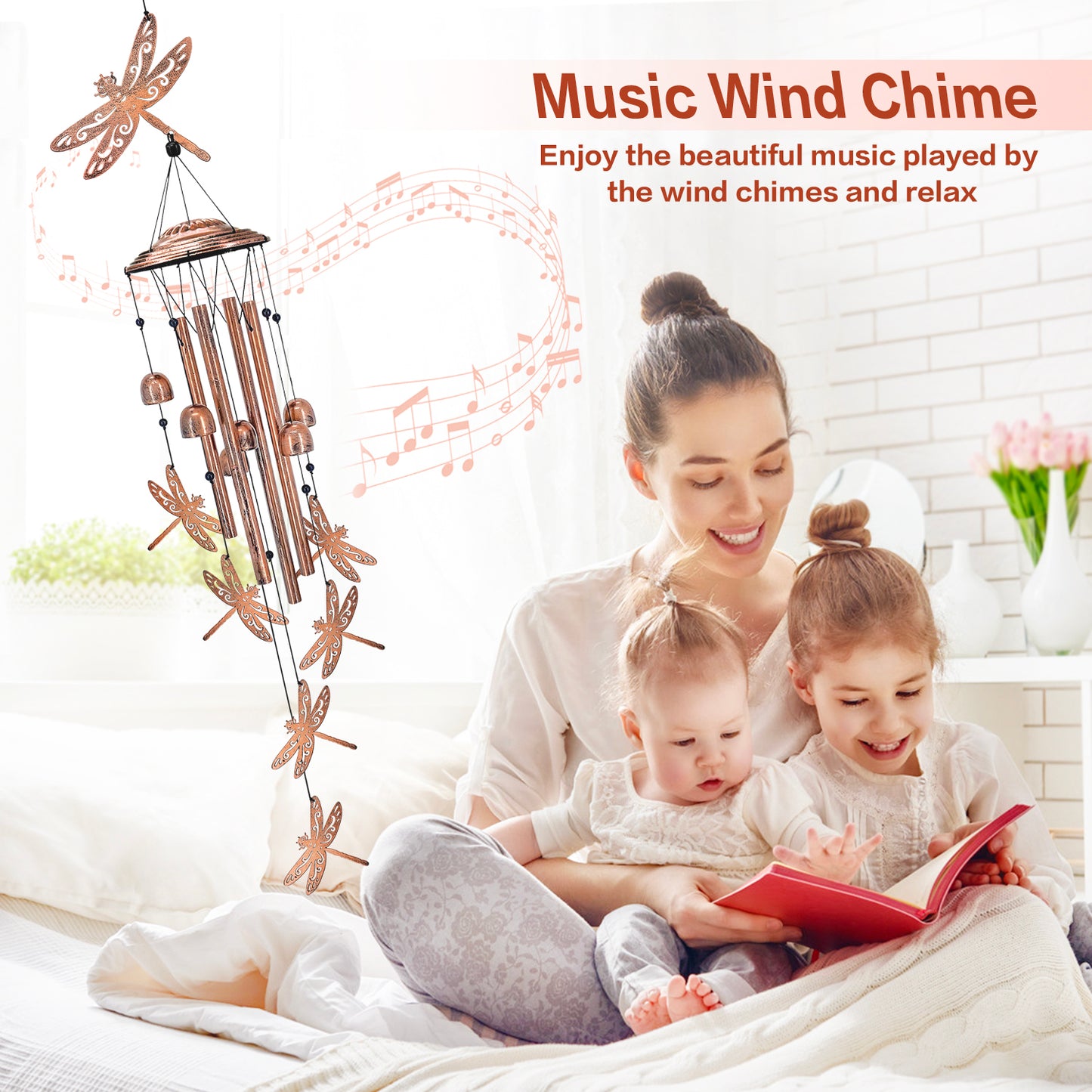 Dragonfly Wind Chimes Outdoor Dragonfly Gifts for Women/Men/Mom/Grandma/Wife Birthday Gifts Memorial Gift Metal WindChimes for Outside/Indoors, Home, Lawn, Porch, Patio, Garden Decor, Yard Decorations