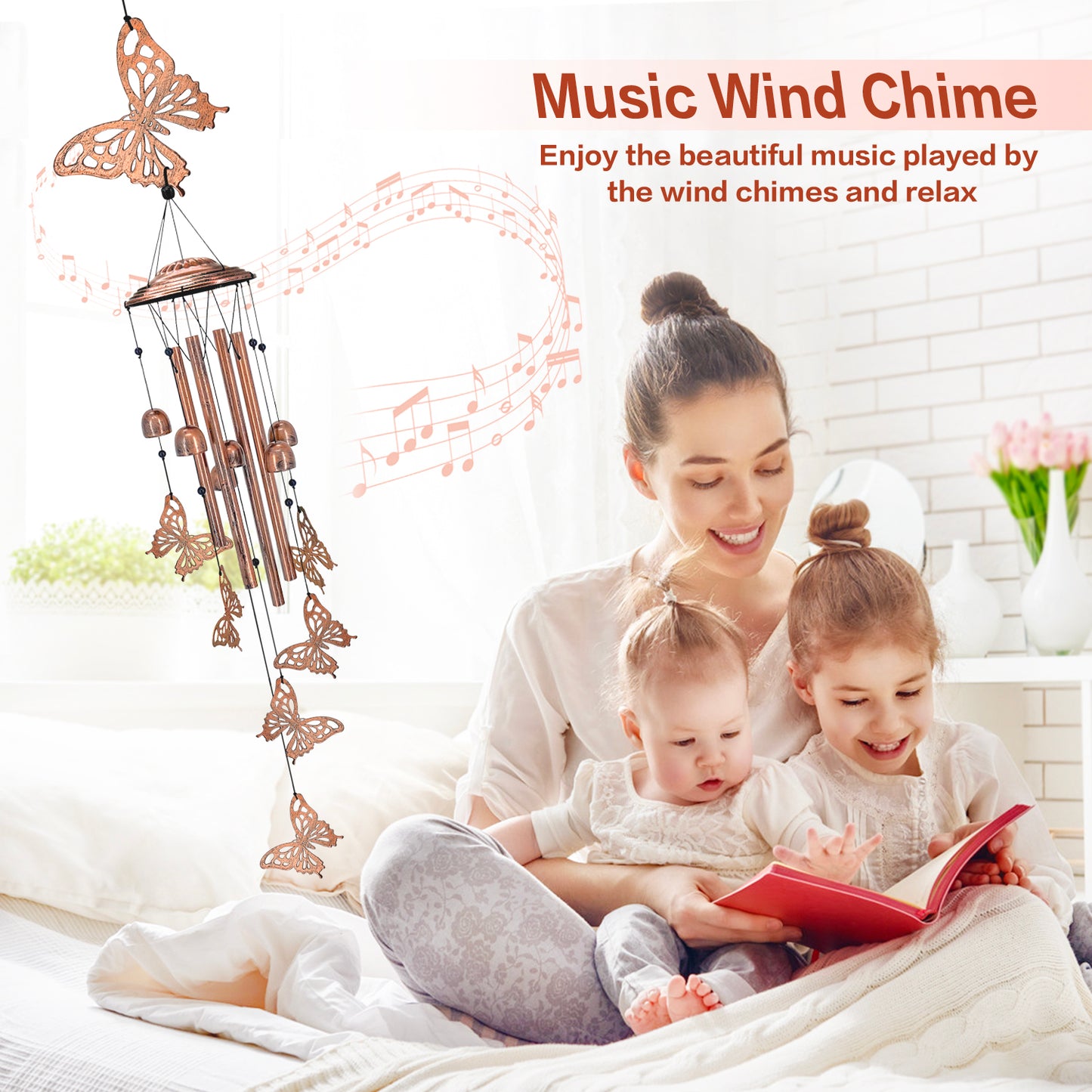 Butterfly Wind Chimes Outdoor Butterfly Gifts for Women/Men/Mom/Grandma/Wife Birthday Gifts Memorial Gift Metal WindChimes for Outside/Indoors, Home, Lawn, Porch, Patio, Garden Decor, Yard Decorations