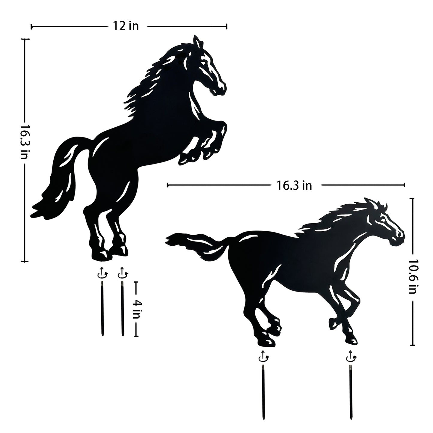 Horse Metal Decorative Garden Stakes Horse Gifts for Women/Men Horse Lovers Gifts Silhouette Statues for Yard Art, Outside, Patio, Outdoor Decor, Garden Decorations, Lawn Ornaments