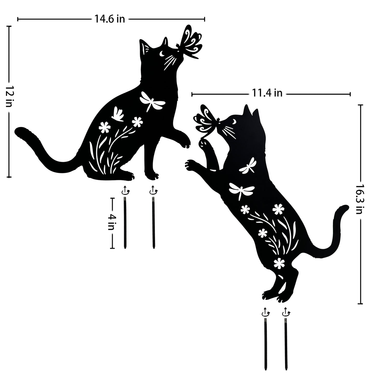 Cat Metal Decorative Garden Stakes Cat Gifts for Women/Men Cat Lovers Gifts Silhouette Statues for Yard Art, Outside, Patio, Outdoor Decor, Garden Decorations, Lawn Ornaments