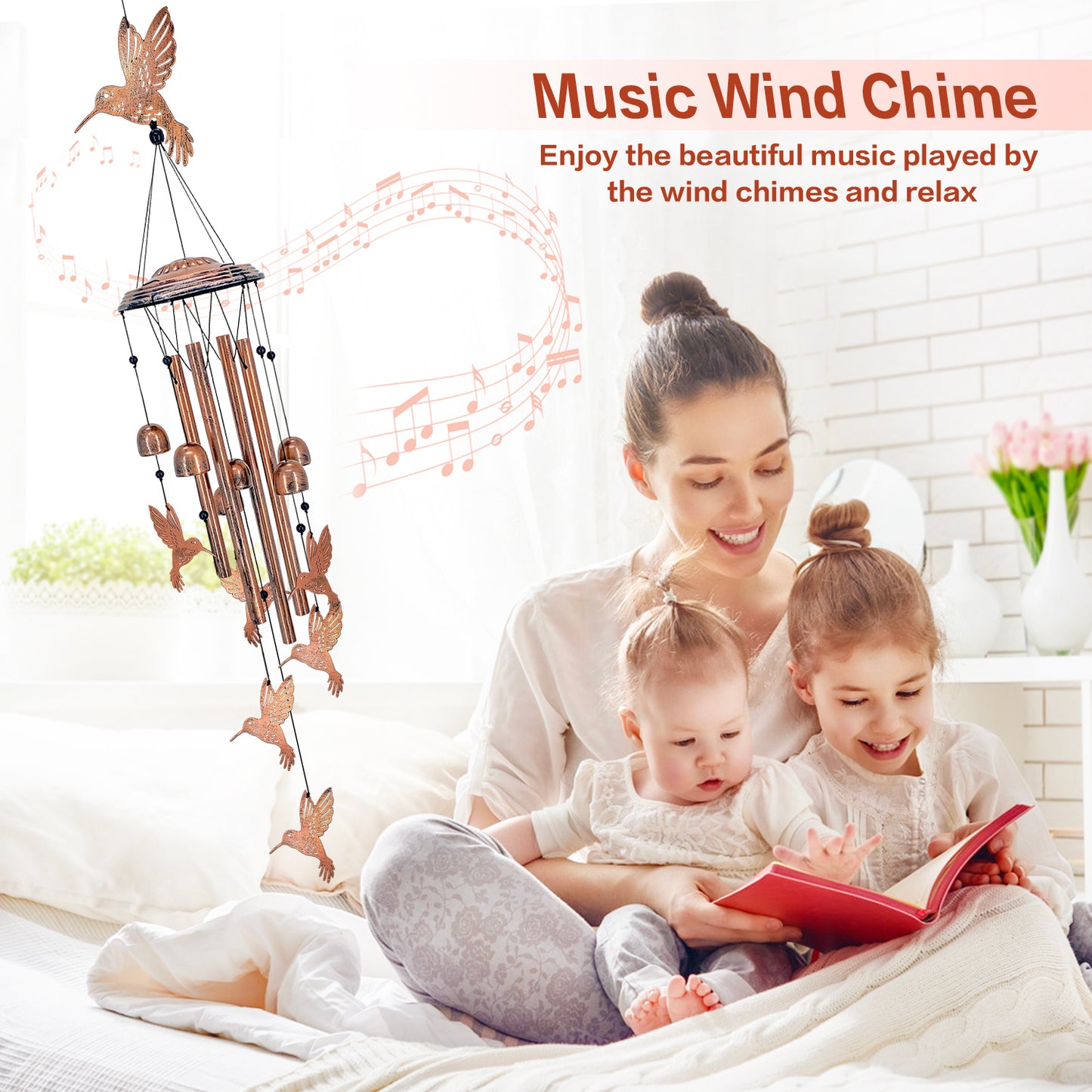 Hummingbird Wind Chimes Outdoor Hummingbird Gifts for Women/Men/Mom/Grandma Birthday Gifts Memorial Gift Metal Bird WindChimes for Outside/Indoors, Home, Porch, Patio, Garden Decor, Yard Decorations