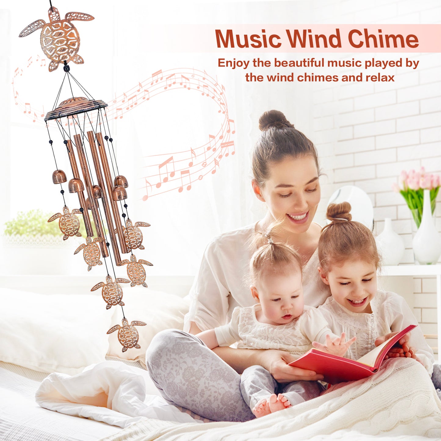 Turtle Wind Chimes Outdoor Sea Turtle Gifts for Women/Men/Mom/Grandma/Wife Birthday Gifts Memorial Gift Metal WindChimes for Outside/Indoors, Home, Lawn, Porch, Patio, Garden Decor, Yard Decorations