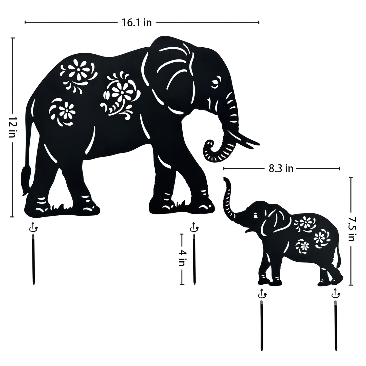 Elephant Metal Decorative Garden Stakes Elephant Gifts for Women/Men Elephant Lovers Gifts Silhouette Statues for Yard Art, Outside, Patio, Outdoor Decor, Garden Decorations, Lawn Ornaments
