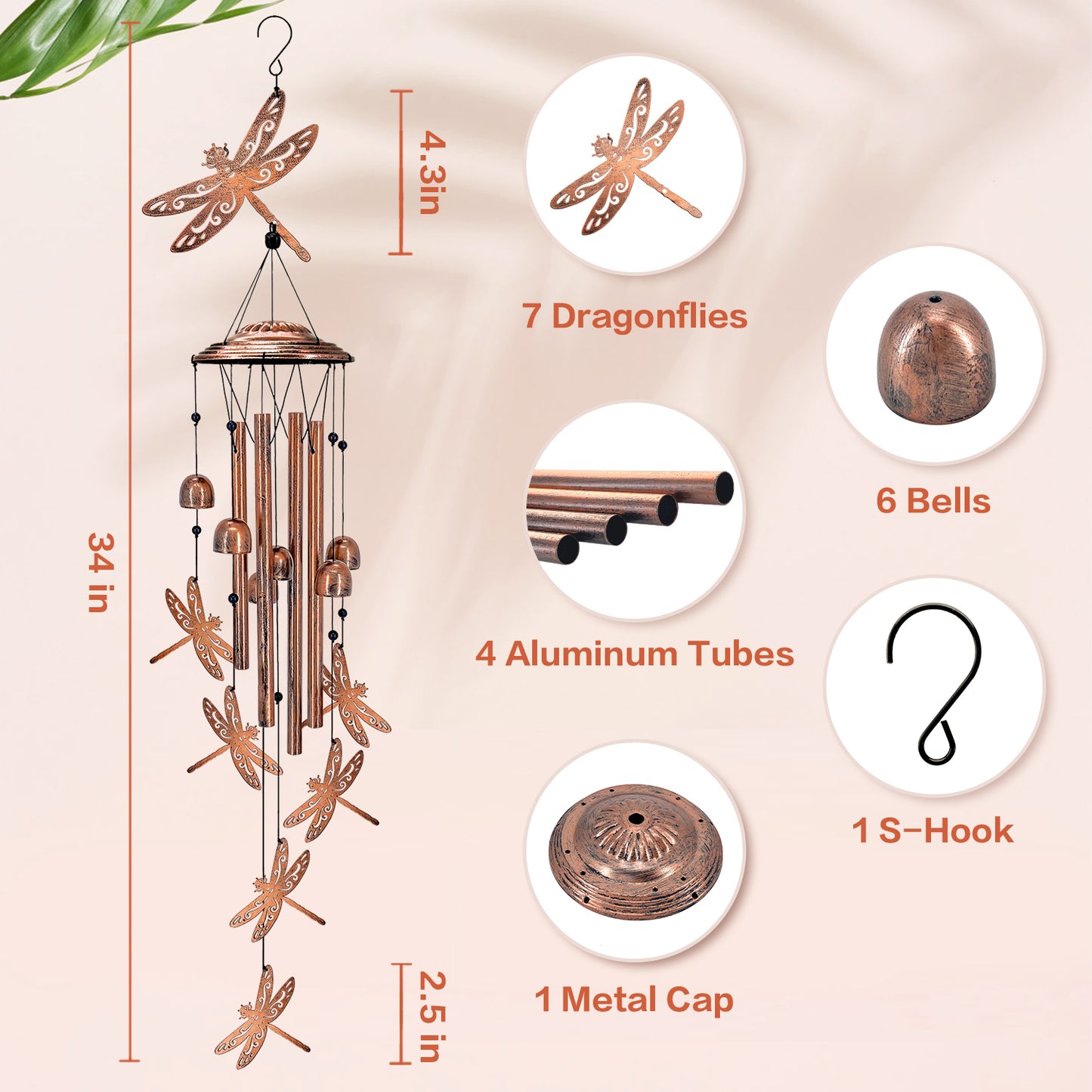 Dragonfly Wind Chimes Outdoor Dragonfly Gifts for Women/Men/Mom/Grandma/Wife Birthday Gifts Memorial Gift Metal WindChimes for Outside/Indoors, Home, Lawn, Porch, Patio, Garden Decor, Yard Decorations