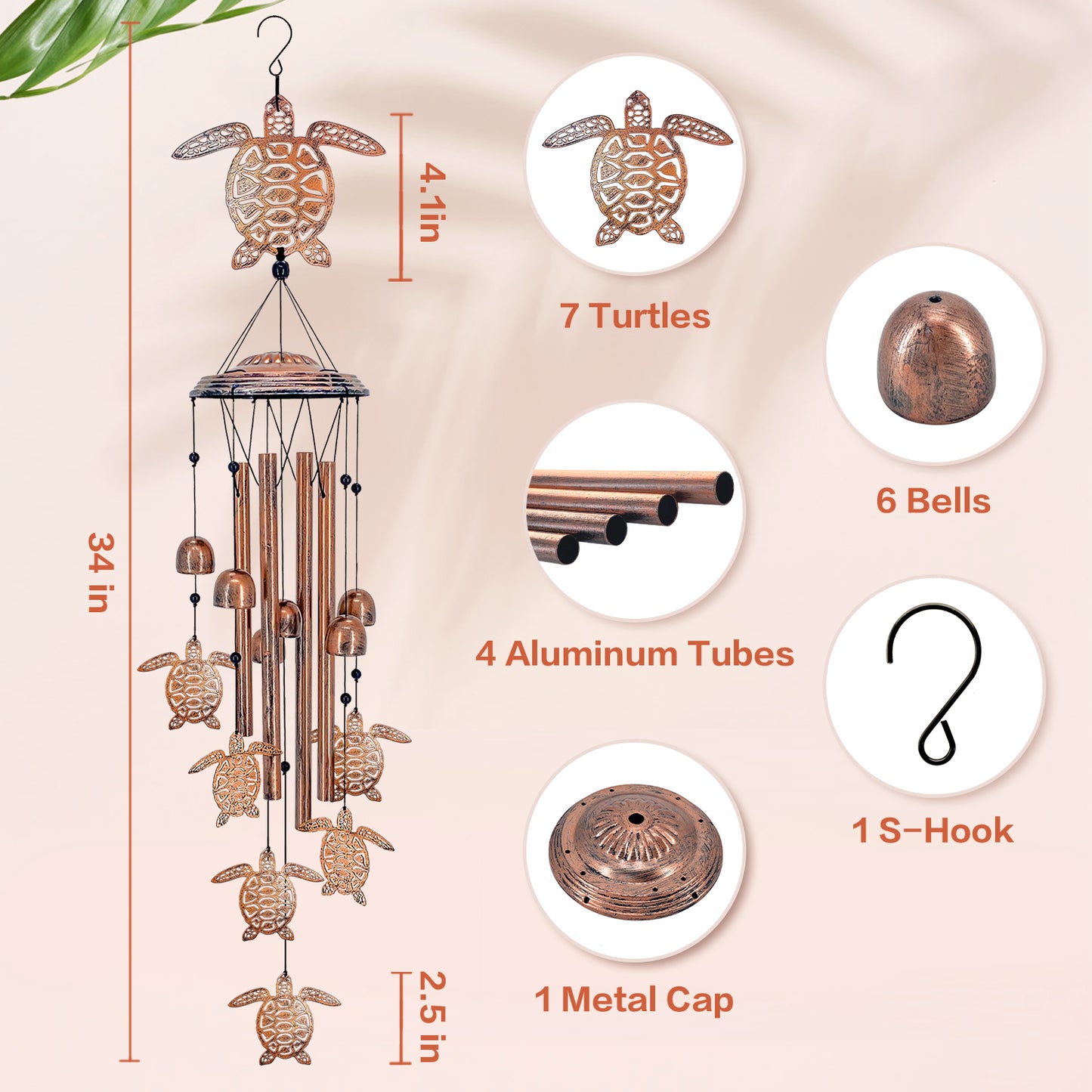 Turtle Wind Chimes Outdoor Sea Turtle Gifts for Women/Men/Mom/Grandma/Wife Birthday Gifts Memorial Gift Metal WindChimes for Outside/Indoors, Home, Lawn, Porch, Patio, Garden Decor, Yard Decorations
