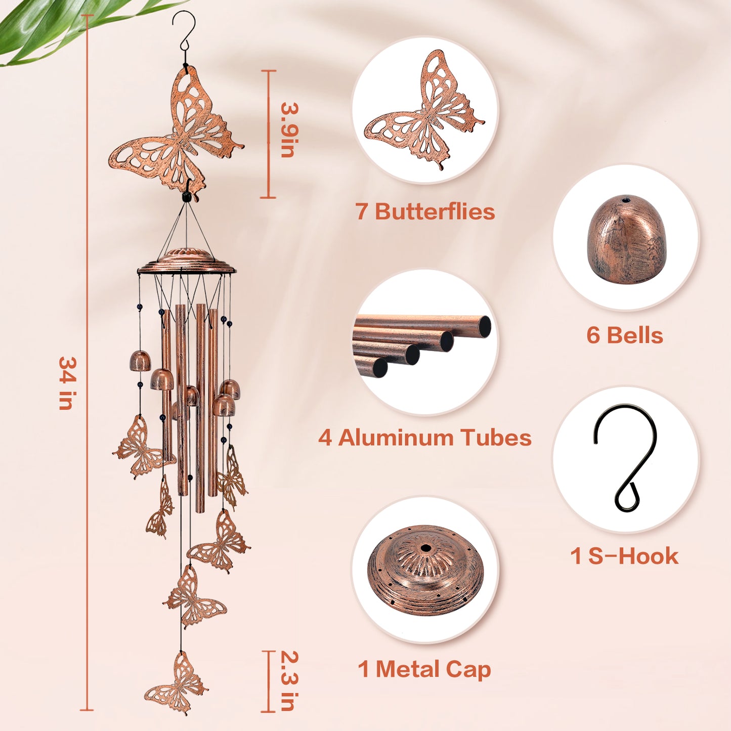 Butterfly Wind Chimes Outdoor Butterfly Gifts for Women/Men/Mom/Grandma/Wife Birthday Gifts Memorial Gift Metal WindChimes for Outside/Indoors, Home, Lawn, Porch, Patio, Garden Decor, Yard Decorations
