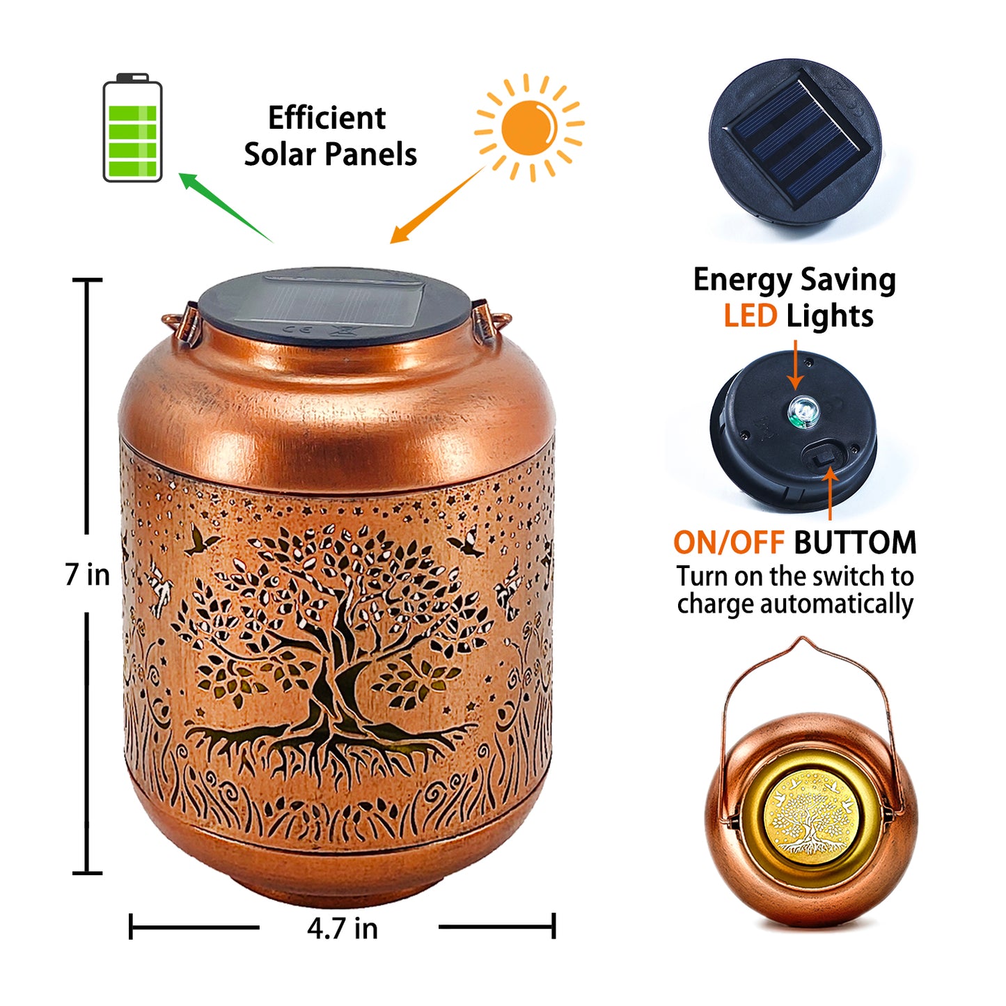 Tree of Life Solar Lanterns Outdoor Waterproof Hanging Solar Lights Big Tree Gifts for Women Men Metal Decorative LED Lanterns for Yard, Patio, Lawn, Tabletop, Pathway, Landscape, Garden Decor