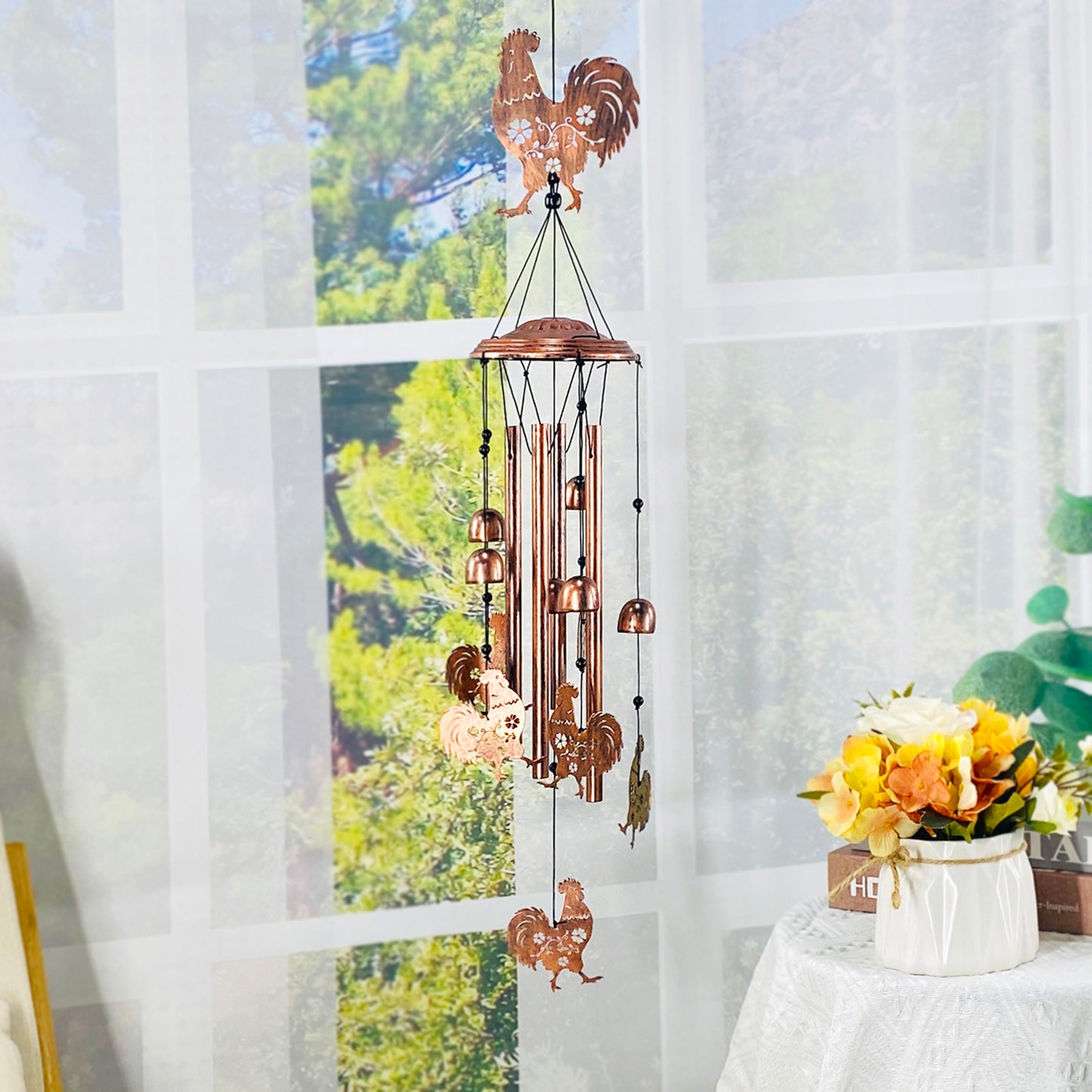 Chicken Wind Chimes Outdoor Chicken Gifts for Women/Men/Mom/Grandma Rooster Birthday Gifts Memorial Gift Metal WindChimes for Outside/Indoors, Home, Lawn, Porch, Patio, Garden Decor, Yard Decorations