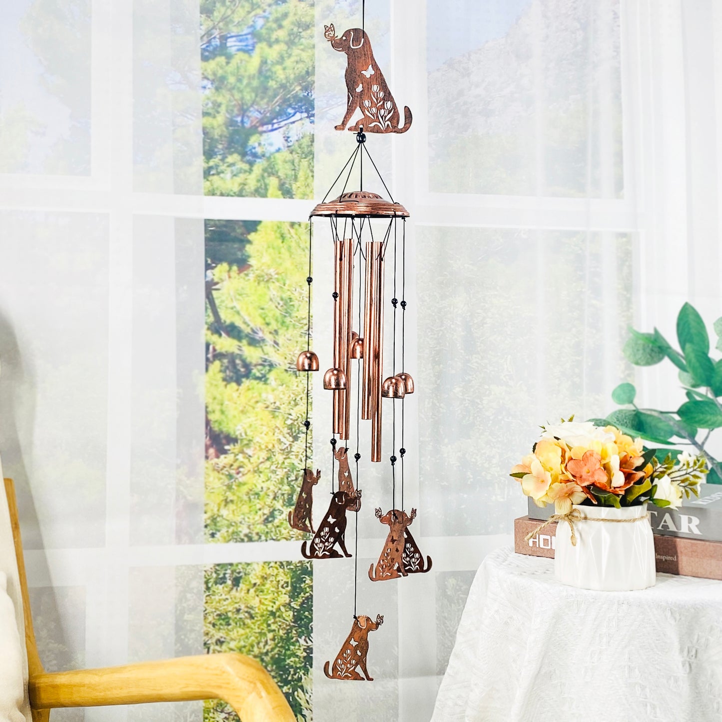 Dog Wind Chimes Outdoor Dog Gifts for Women/Men/Mom/Grandma/Wife/Friends Birthday Gifts Memorial Gift Metal WindChimes for Outside/Indoors, Home, Lawn, Porch, Patio, Garden Decor, Yard Decorations
