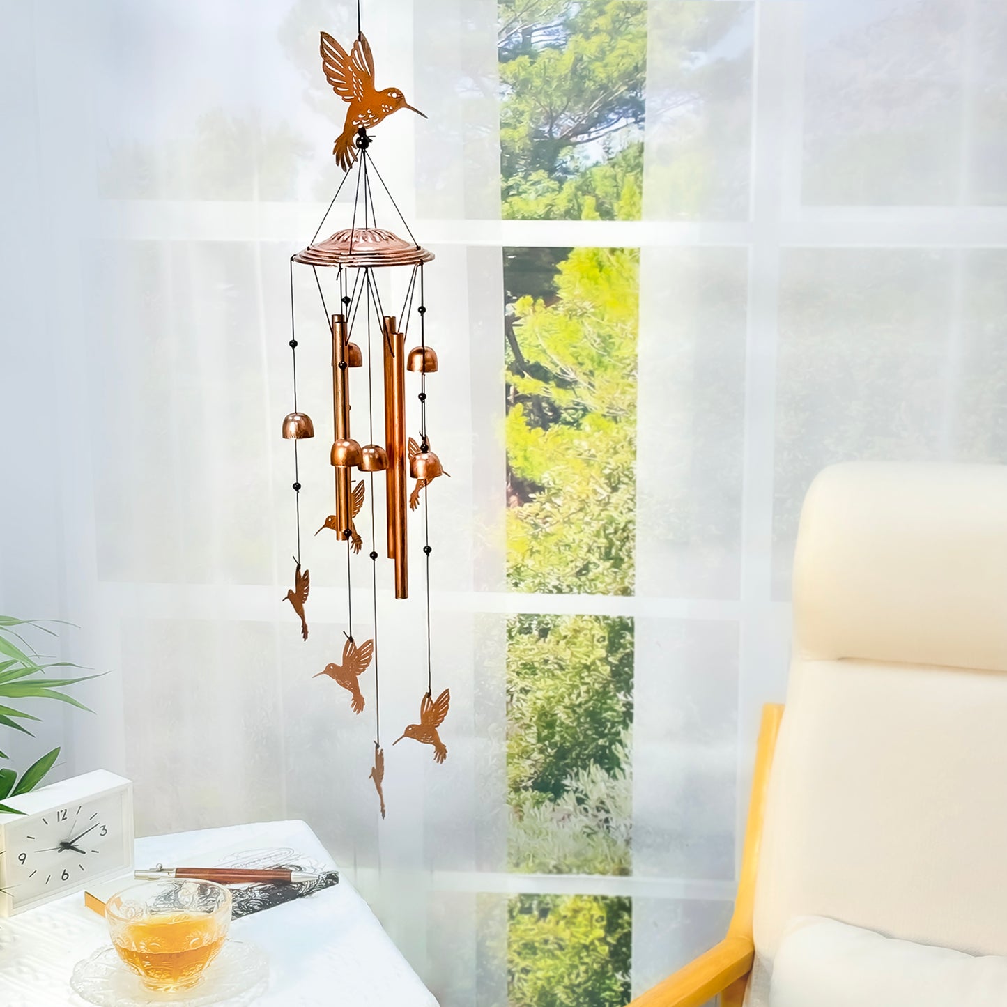 Hummingbird Wind Chimes Outdoor Hummingbird Gifts for Women/Men/Mom/Grandma Birthday Gifts Memorial Gift Metal Bird WindChimes for Outside/Indoors, Home, Porch, Patio, Garden Decor, Yard Decorations