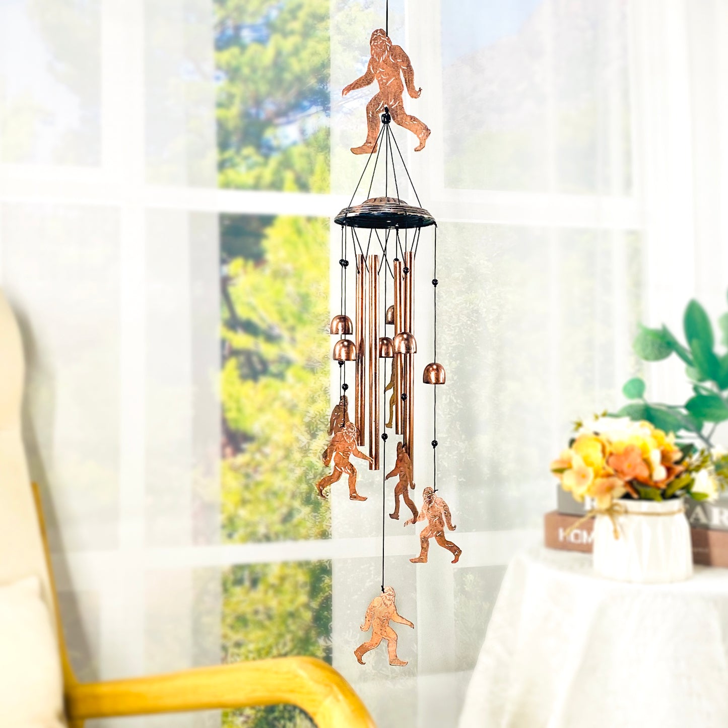 Bigfoot Wind Chimes Outdoor Big Foot Sasquatch Gifts for Men/Women/Dad/Grandpa Birthday Gift Memorial Gift Metal WindChimes for Outside/Indoors, Home, Lawn, Porch, Patio, Garden Decor, Yard Decoration