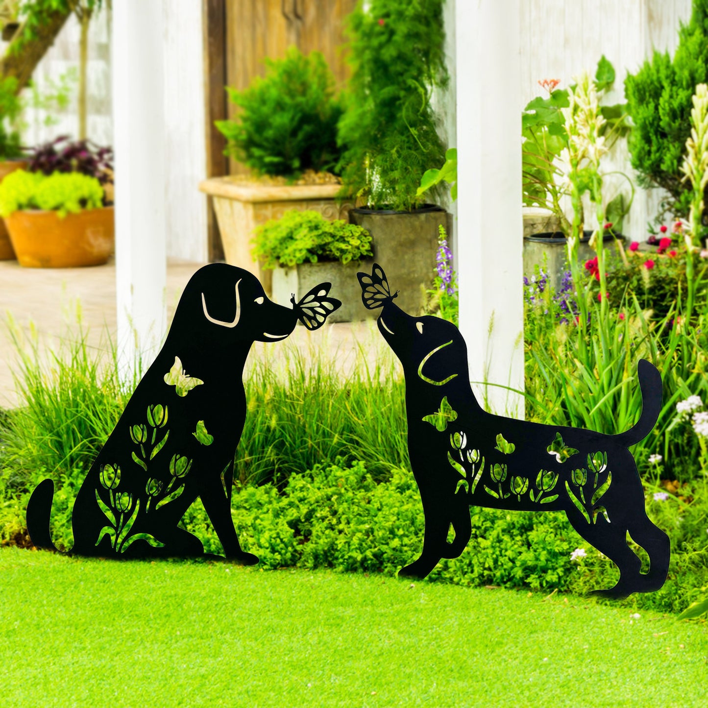 Dog Metal Decorative Garden Stakes Dog Gifts for Women/Men Dog Lovers Gifts Silhouette Statues for Yard Art, Outside, Patio, Outdoor Decor, Garden Decorations, Lawn Ornaments