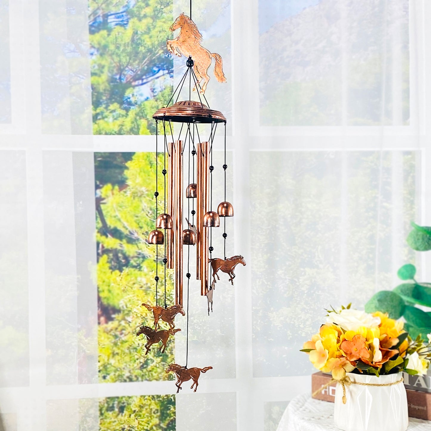 Horse Wind Chimes Outdoor Horse Gifts for Women/Men/Mom/Grandma/Wife/Friends Birthday Gifts Memorial Gift Metal WindChimes for Outside/Indoors, Home, Lawn, Porch, Patio, Garden Decor, Yard Decorations
