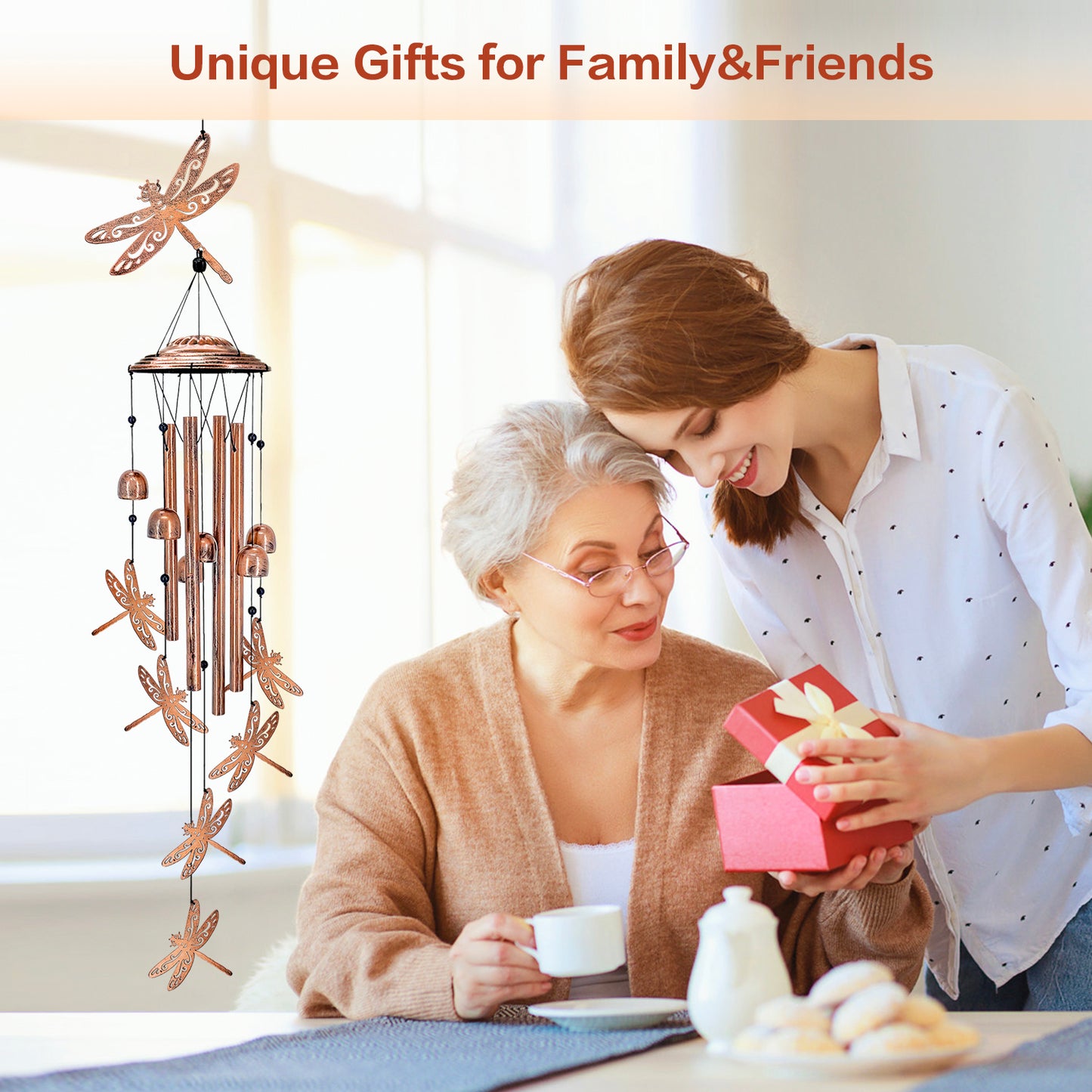 Dragonfly Wind Chimes Outdoor Dragonfly Gifts for Women/Men/Mom/Grandma/Wife Birthday Gifts Memorial Gift Metal WindChimes for Outside/Indoors, Home, Lawn, Porch, Patio, Garden Decor, Yard Decorations