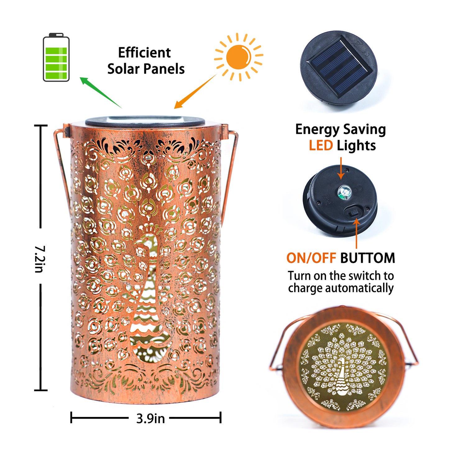 Peacock Solar Lanterns Outdoor Waterproof Hanging Solar Lights Peacock Gifts for Women Men Metal Decorative LED Lanterns for Yard, Patio, Lawn, Tabletop, Pathway, Landscape, Garden Decor